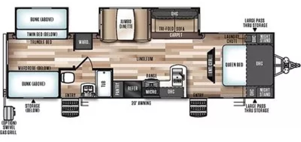 2018 Forest River HERITAGE GLEN 312QBUD Floorplan