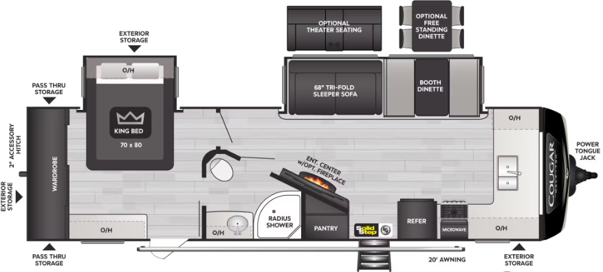 floorplan image of 2020 KEYSTONE COUGAR 29FKD